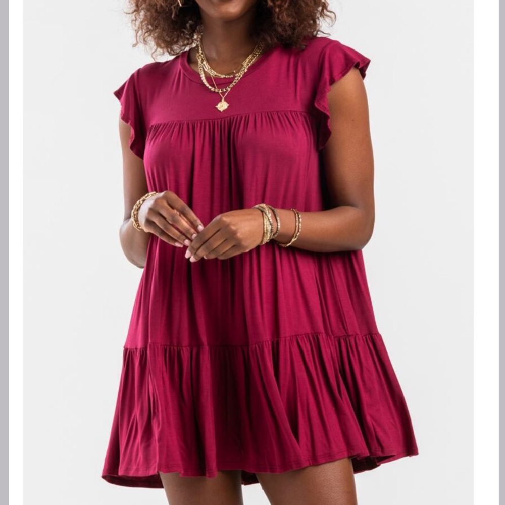 New Francesca’s Babydoll Burgundy Mini Dress